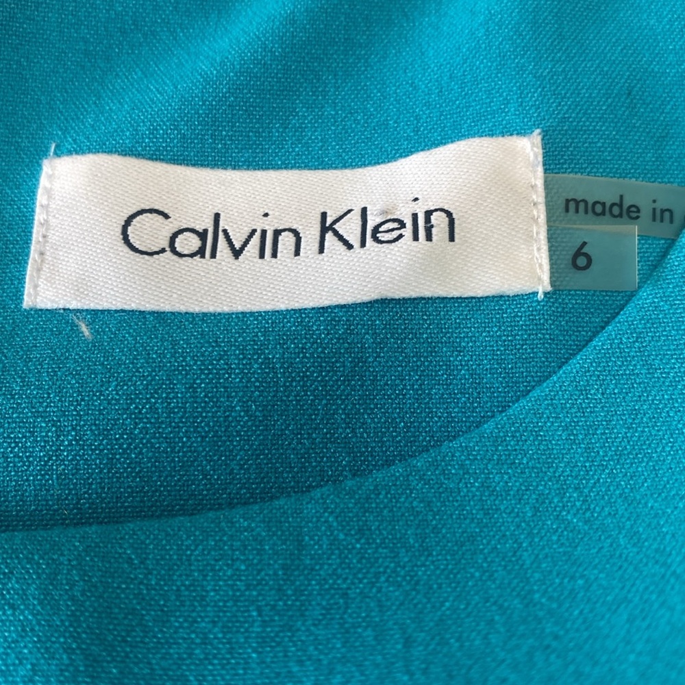 NWT Calvin Klein Elegant Teal Blue Sleeveless Dress, measurements in photos. - Picture 10 of 12